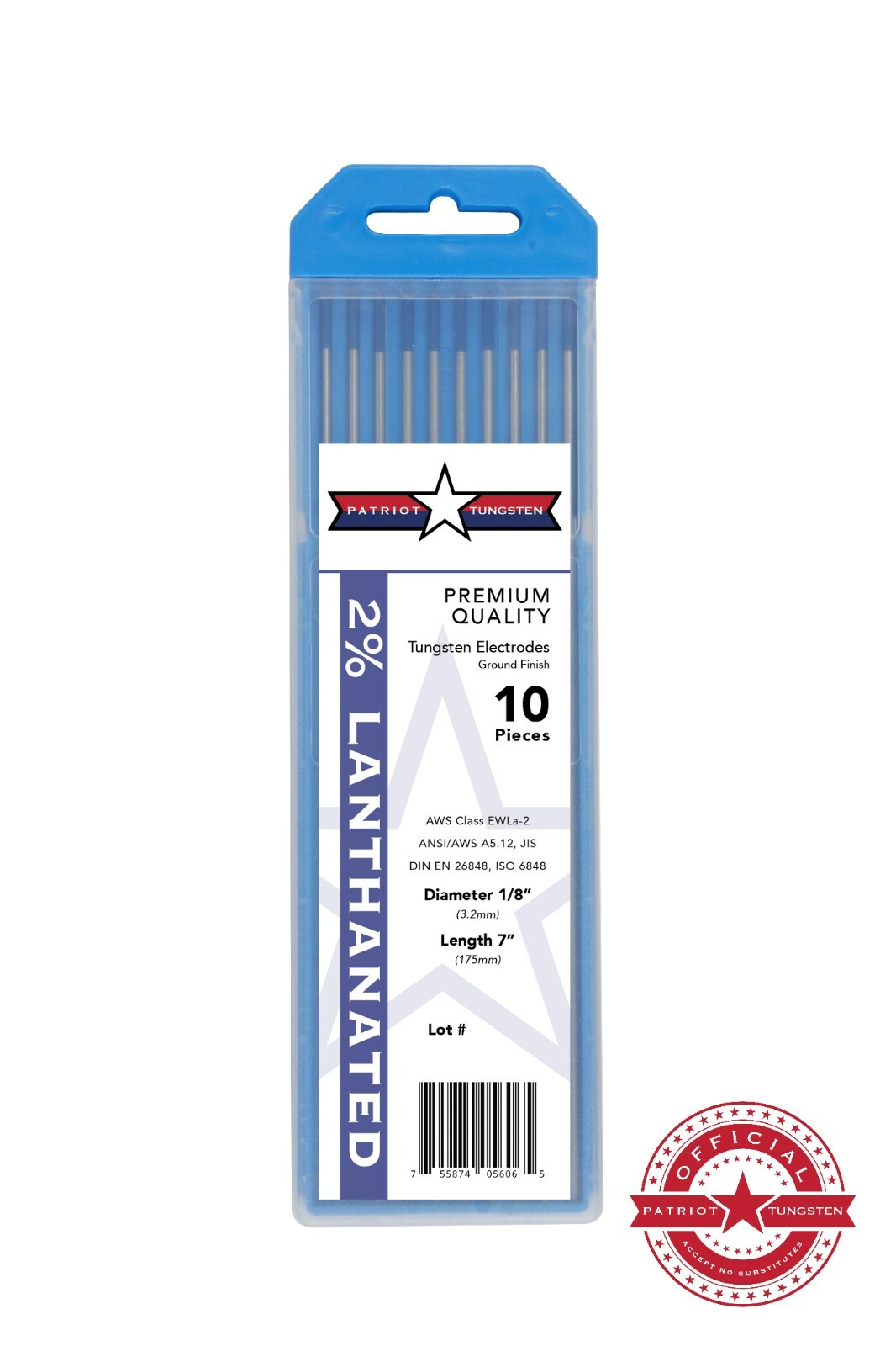 2% Lanthanated TIG Welding Tungsten Electrodes 1/8” Blue EWLa-2 Free Quick-Ship