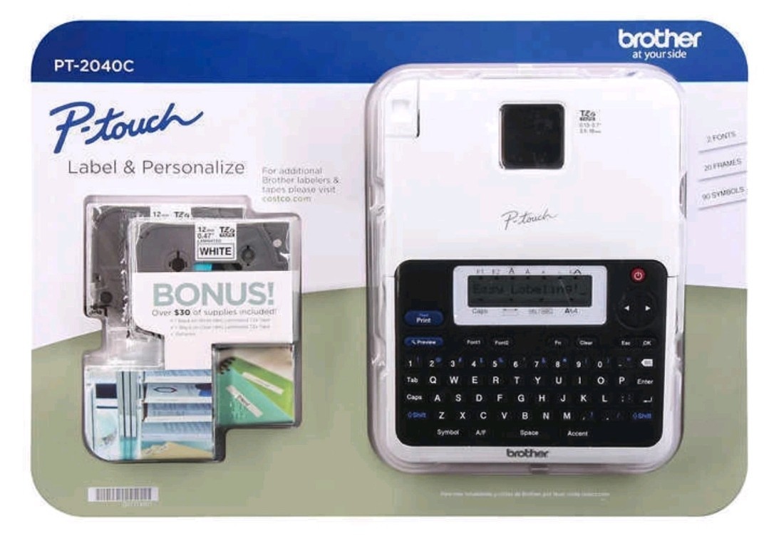 Brother P-Touch 2040C Label Maker with two bonus Laminated TZe Tapes NEW