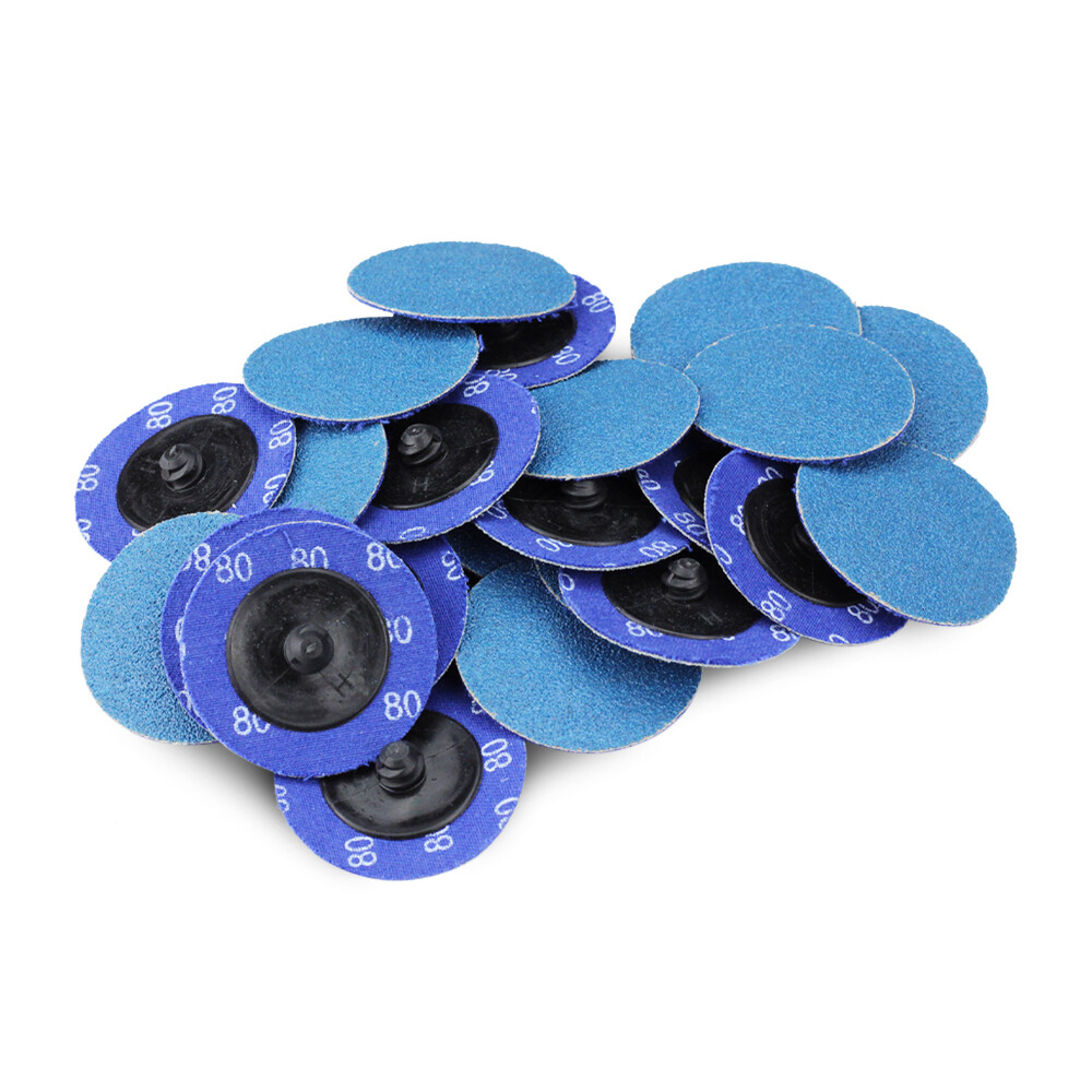 100 Pack- 2″ Zirconia 80 Grit Quick Change Sanding Disc Black Hawk, Type R Roloc