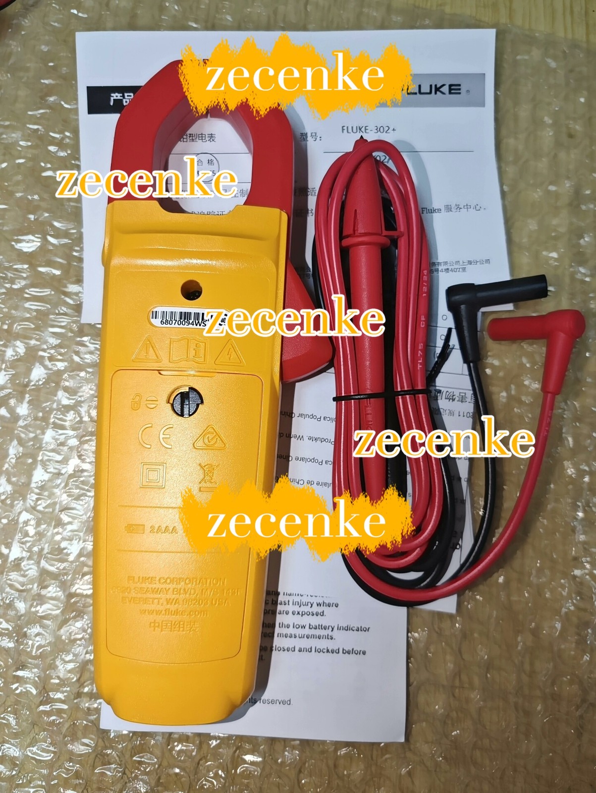 1 pcs Fluke 302+ AC Current AC/DC Voltage Digital Clamp Meter with Carrying Case