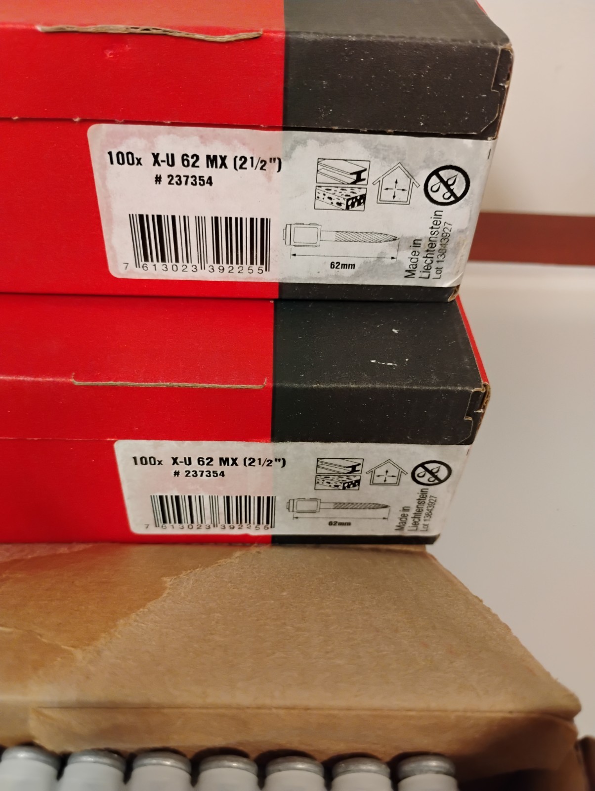 HILTI 100x X-U 62 MX #237354 62mm 2-1/2” Collated Galvanized Nails – NEW!