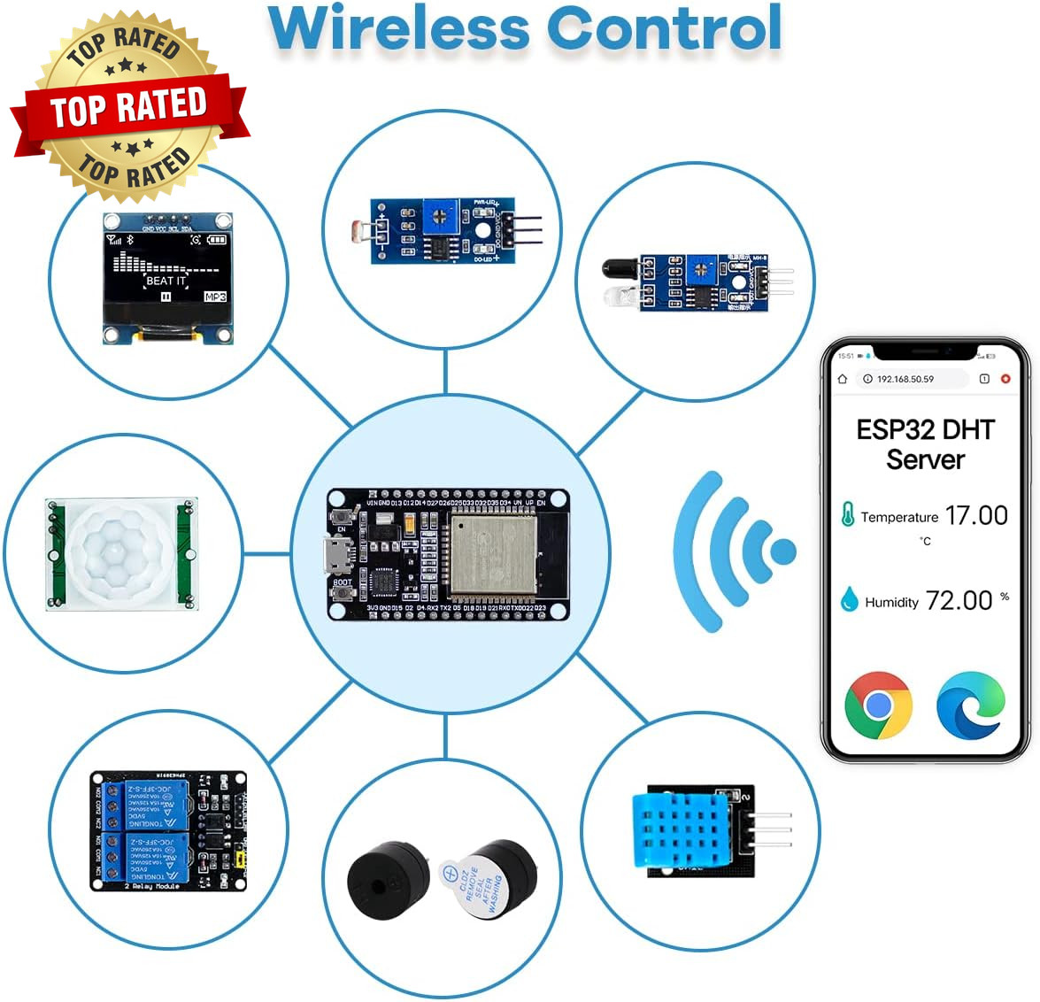 Basic Starter Kit for ESP32 ESP-32S Wifi I OT Development Board with Tutorial Co