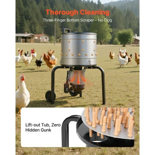Chicken Plucker Machine, 15.7 in Drum, 550W & 275RPM Electric Chicken Plucking M
