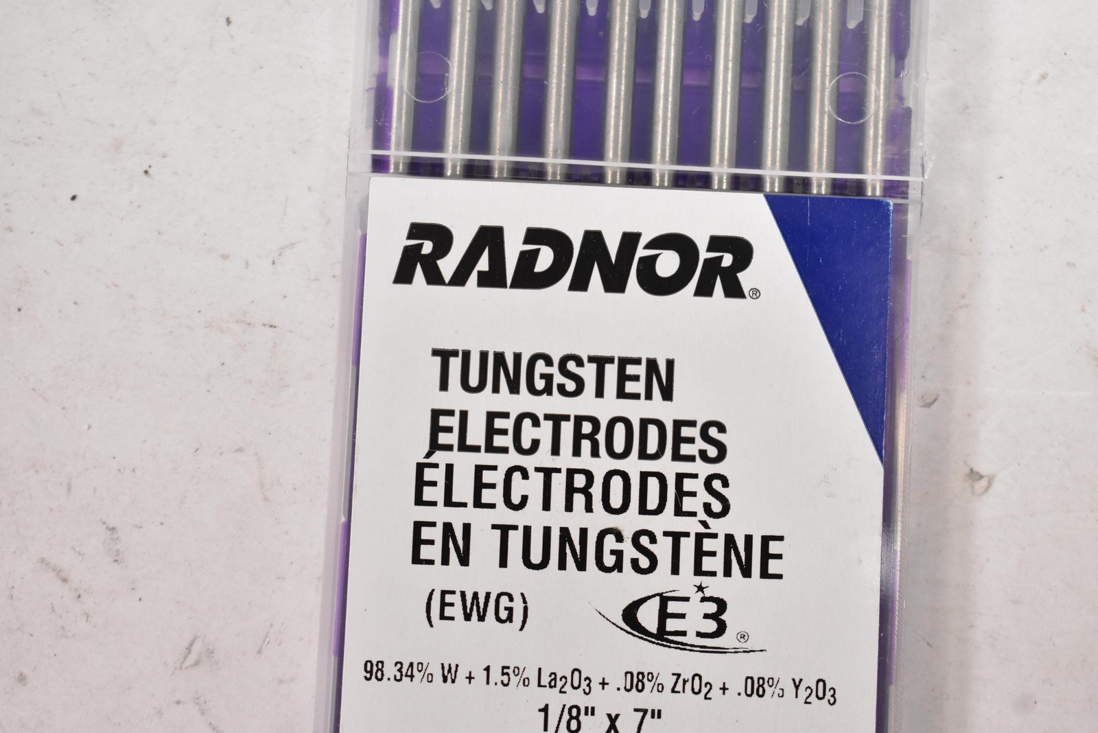 Radnor E3 Tungsten Electrodes 1/8 X 7 In EWG 3.2mm 10 Pack TIG Welding Rods