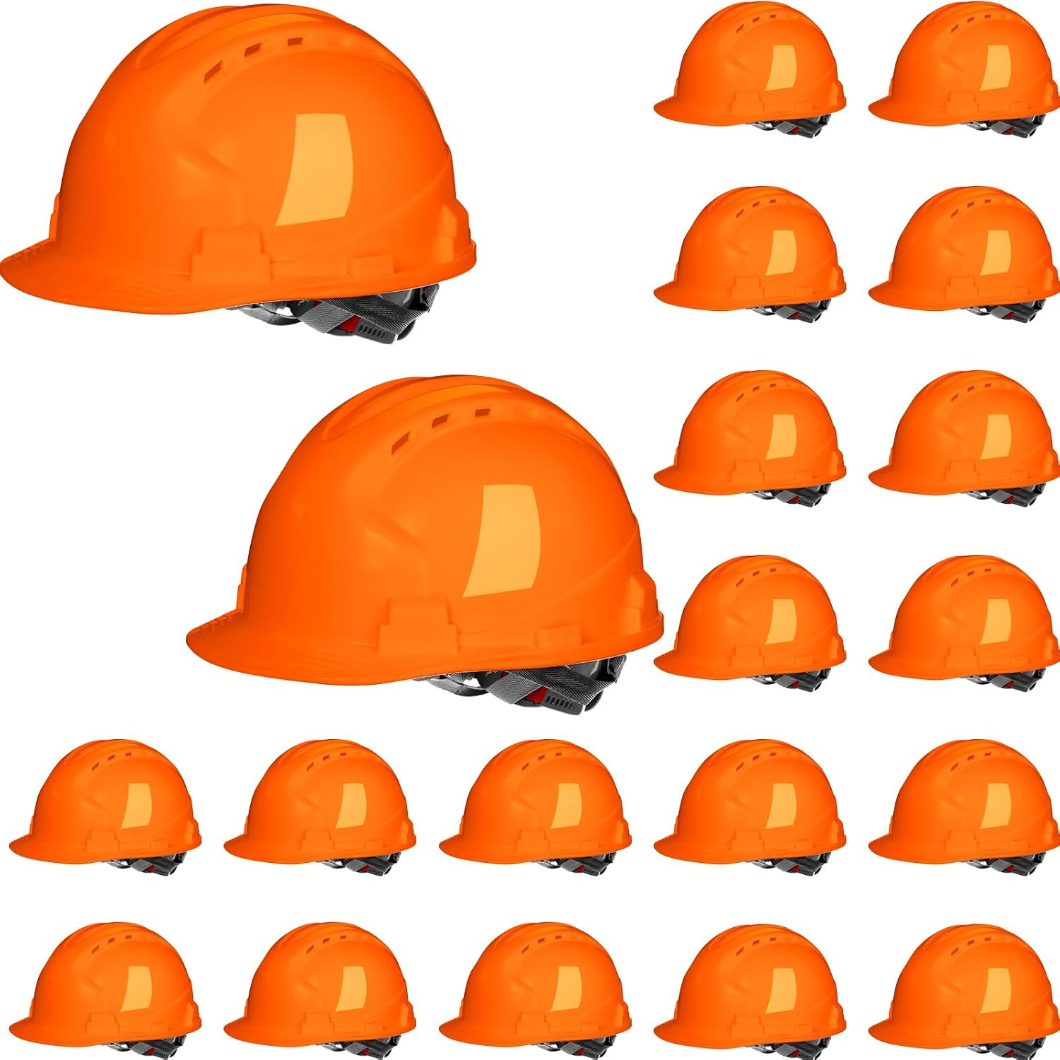 20 Pack 4 Pt. Suspension Hard Hat Bulk Safety Helmets ABS Ratchet Hard Hats Adju