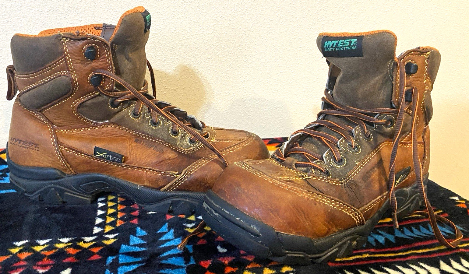 HYTEST Safety Footwear Brown Leather Lace-Up Work Boots Sz 9