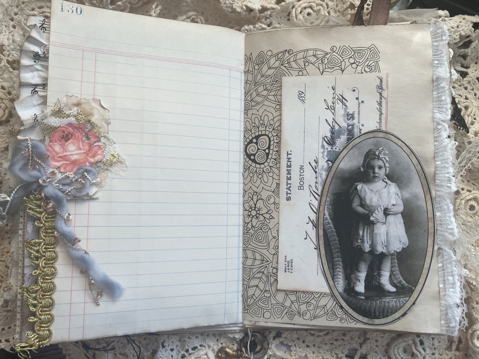 VINTAGE STYLE HAND MADE JUNK JOURNAL (Tranquil Moments) see video