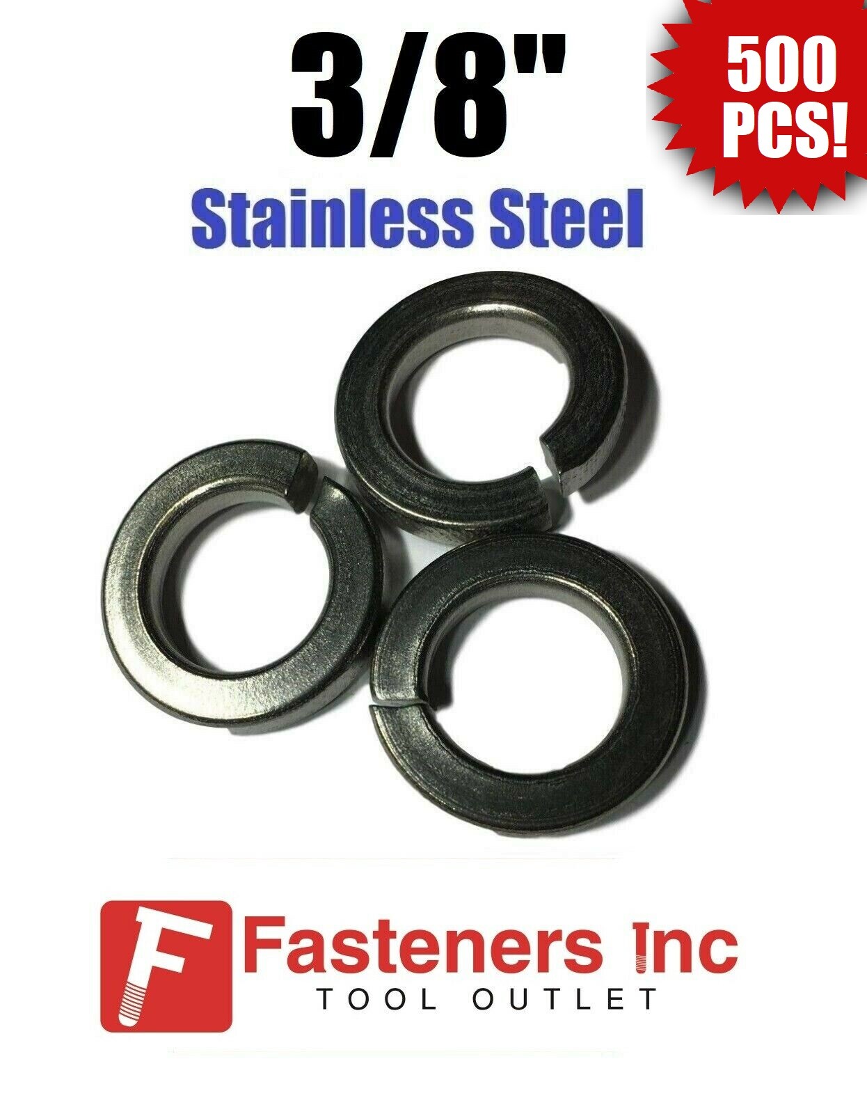 (Qty 500) 3/8″ Stainless Steel Regular Split Lock Washers Type 18-8