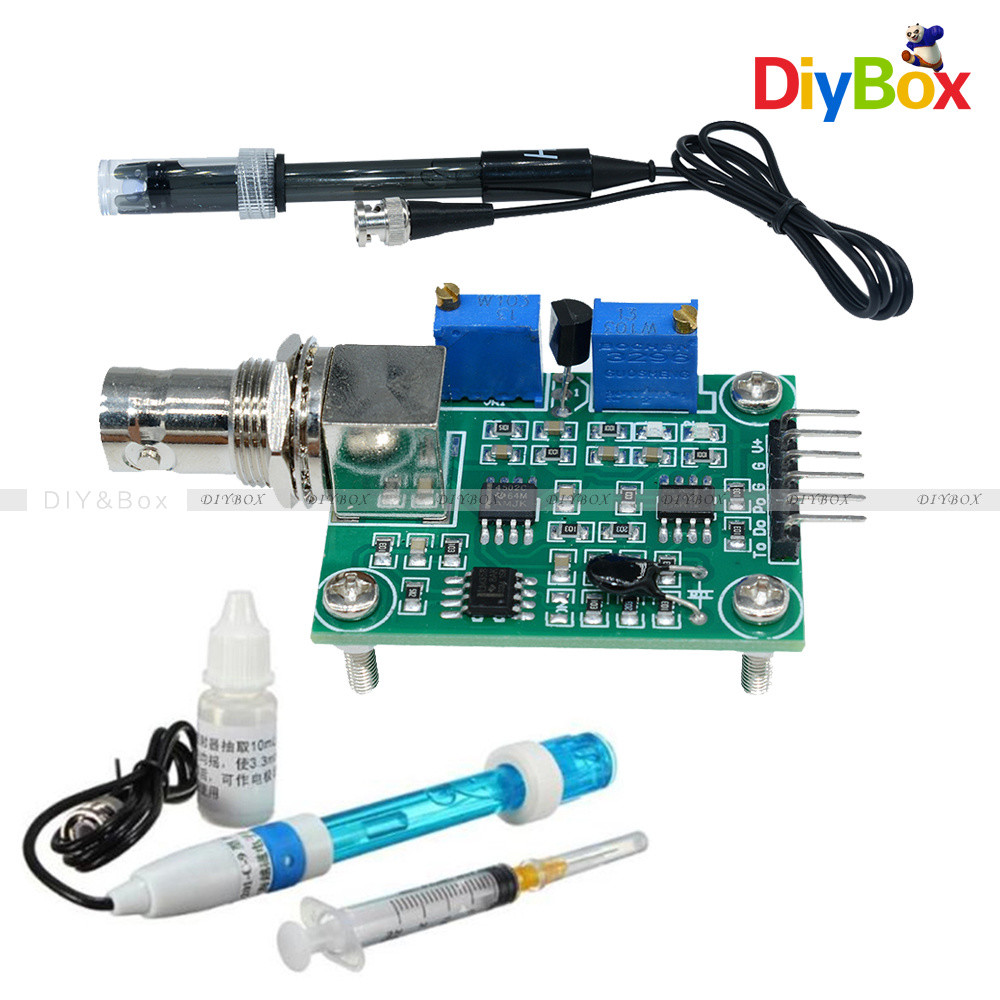 Liquid PH0-14 Value Detect Sensor Module + PH Electrode Probe BNC for Arduino DB