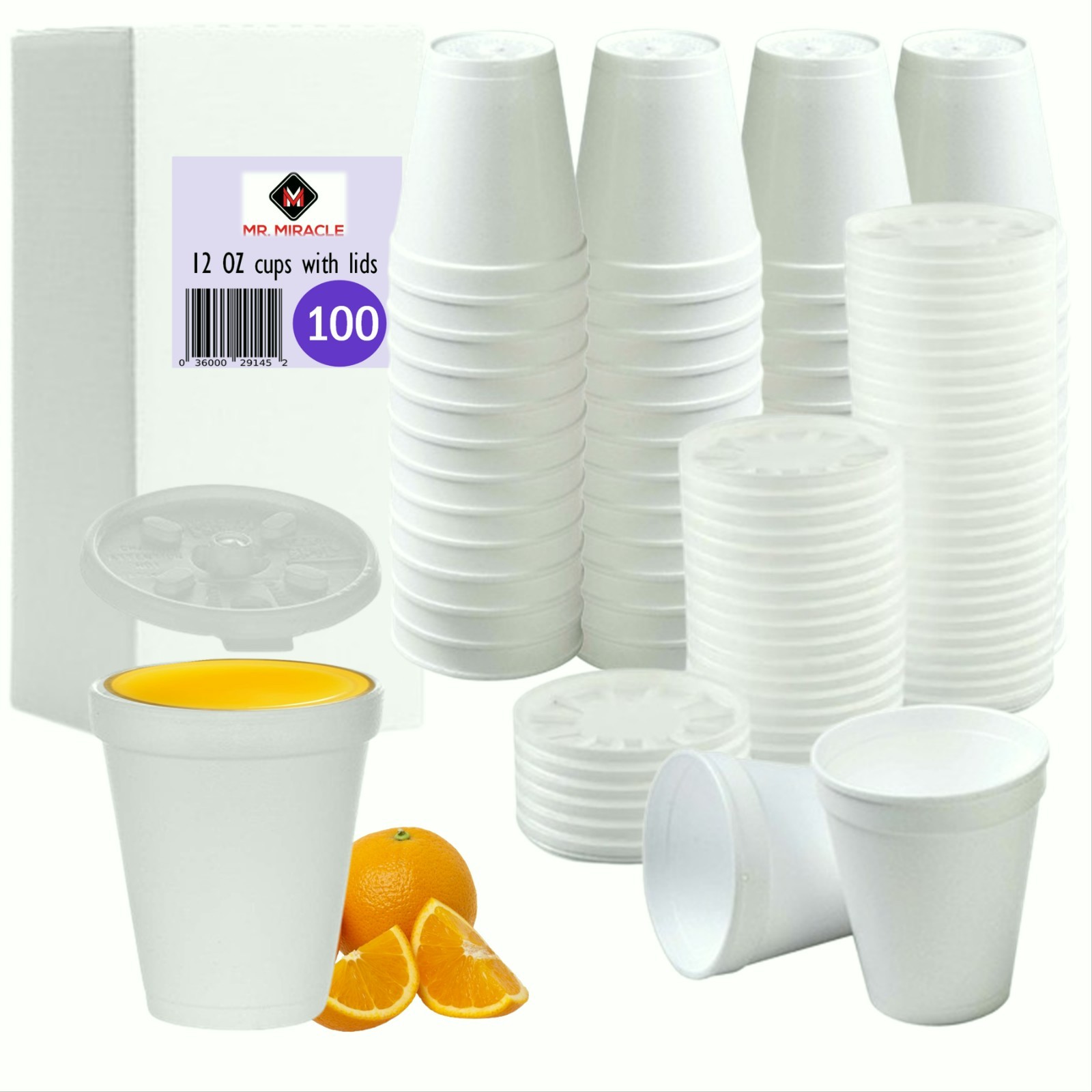 Foam Cups for Hot and Cold Drinks With Lids, USA-Made 50-Pack – Ideal Styrofoam