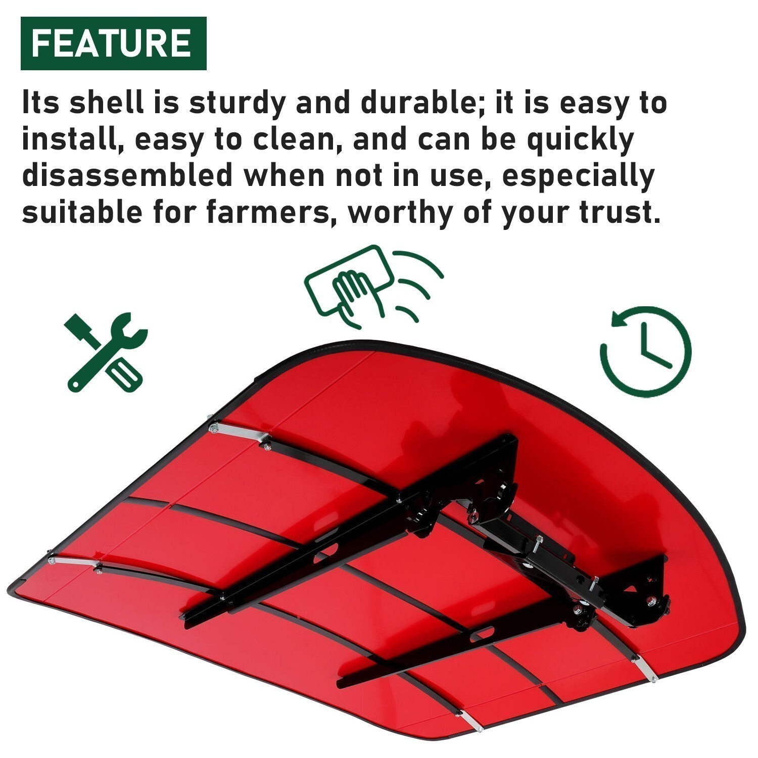 Sun Shield Tuff Top Tractor Canopy Kit For 2″ x 2″ or 2″ x 3″ ROPS 48″ X 52″-Red