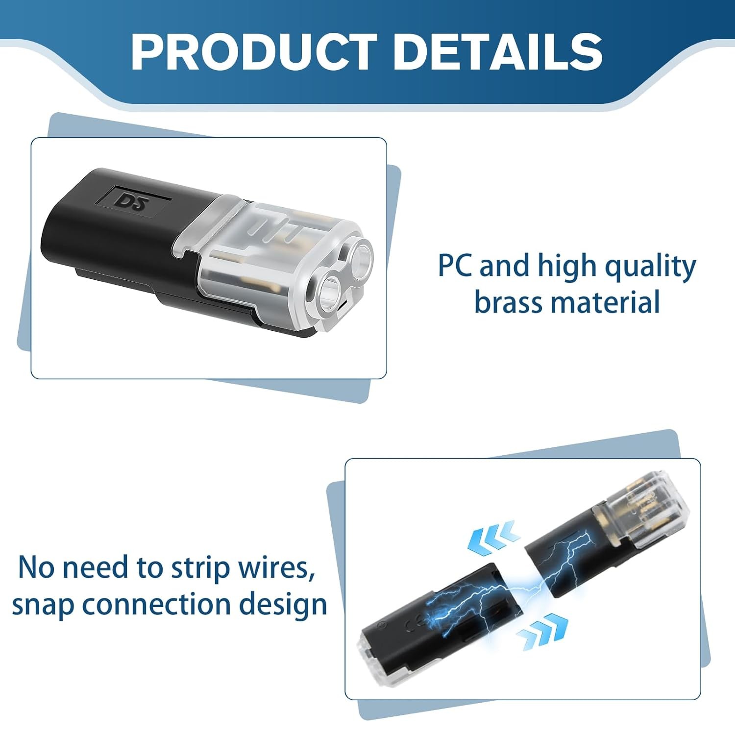 Double-Wire Plug-in Connector,Quick Connect Push-in Lever Wire Connectors(50Pcs)