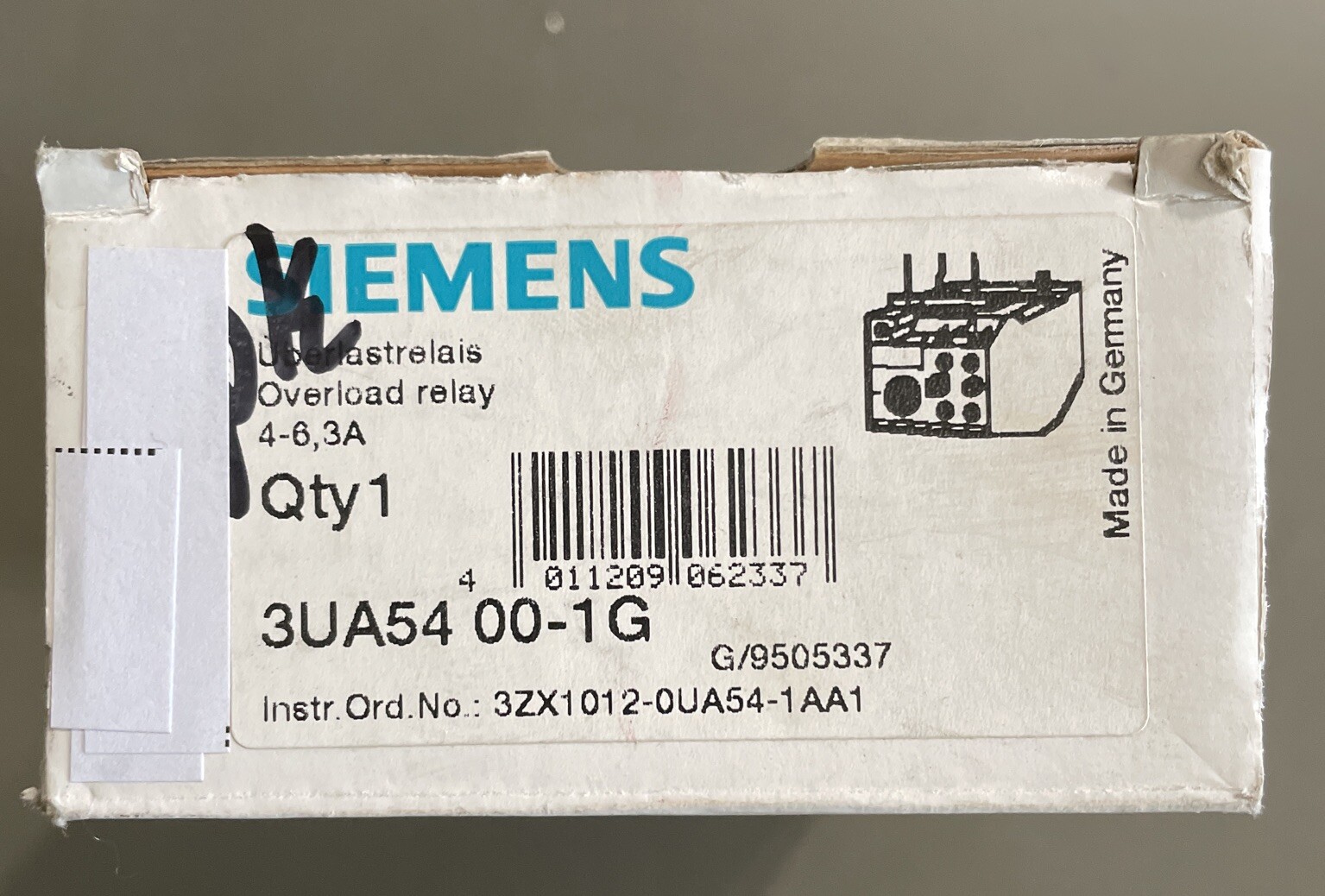 SIEMENS 3UA54 00-1G SOLID STATE OVERLOAD RELAY 4-6.3AMP ON/OFF INDICATOR 1NO/1NC