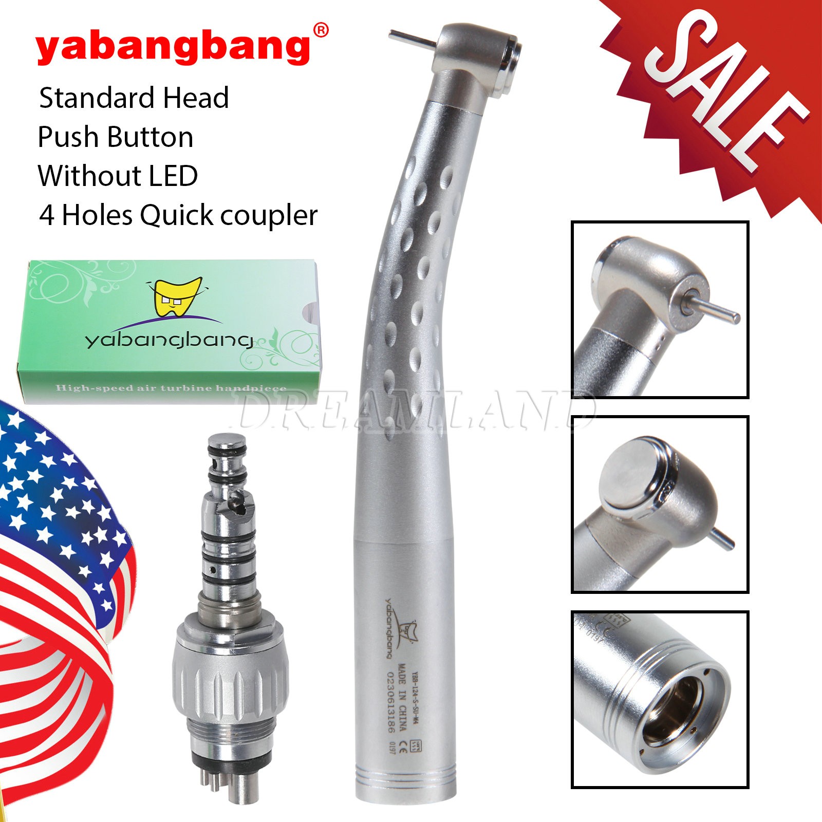 KaV Style Dental High Speed Handpiece with 4 Hole Quick Coupler 360° Swivel