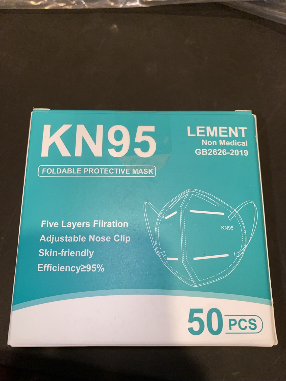 Lement KN95 Disposable Face Masks 5-Layer 50 Pack GB2626-2019