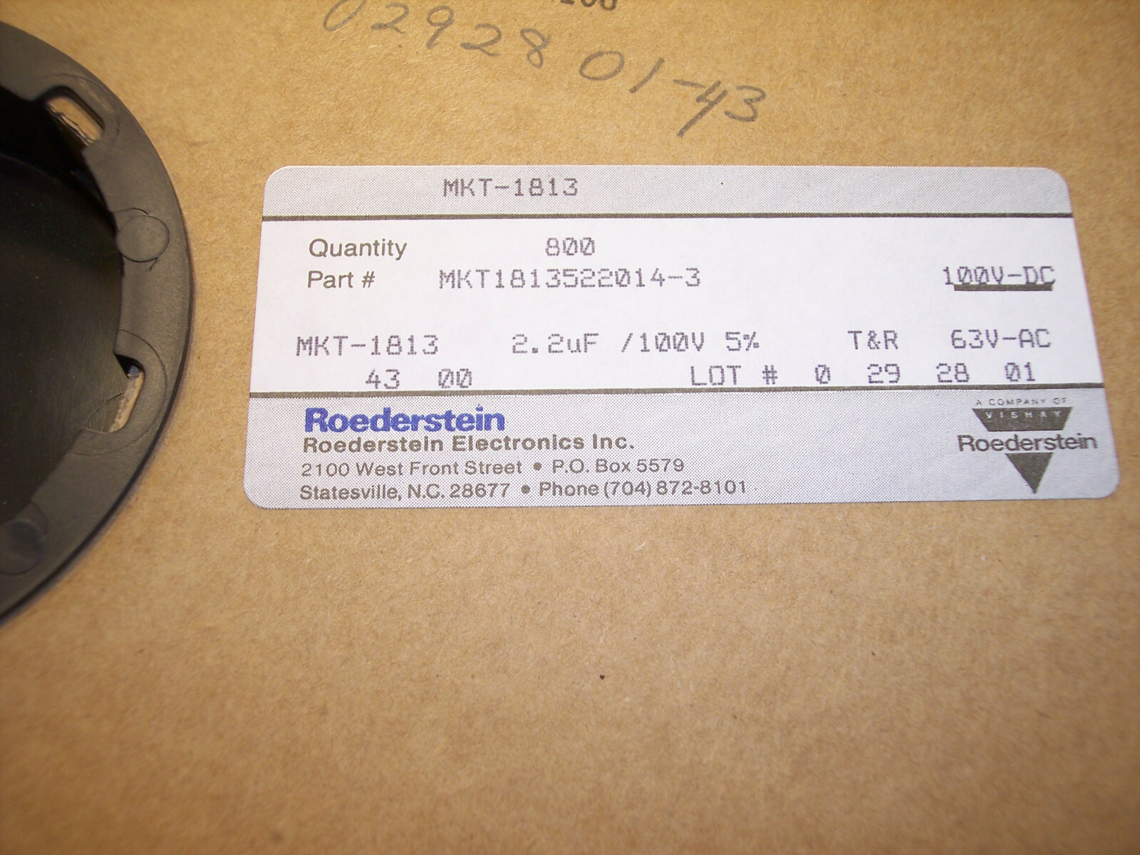 QTY (50) 2.2uf 100V 5% AXIAL METALLIZED POLYESTER CAPACITORS MKT1813-522/014-3