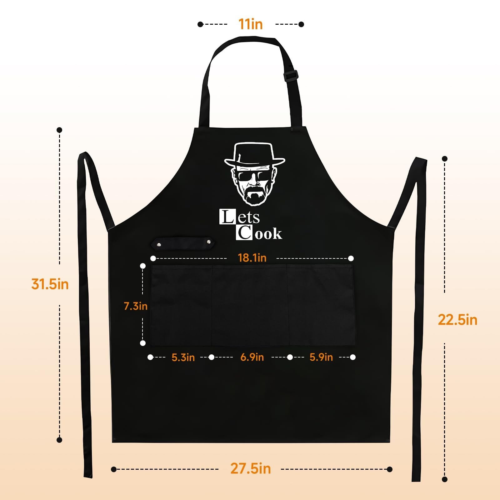 Funny Aprons for Men – Adjustable Grilling BBQ Chef Kitchen Cooking Apron wit…