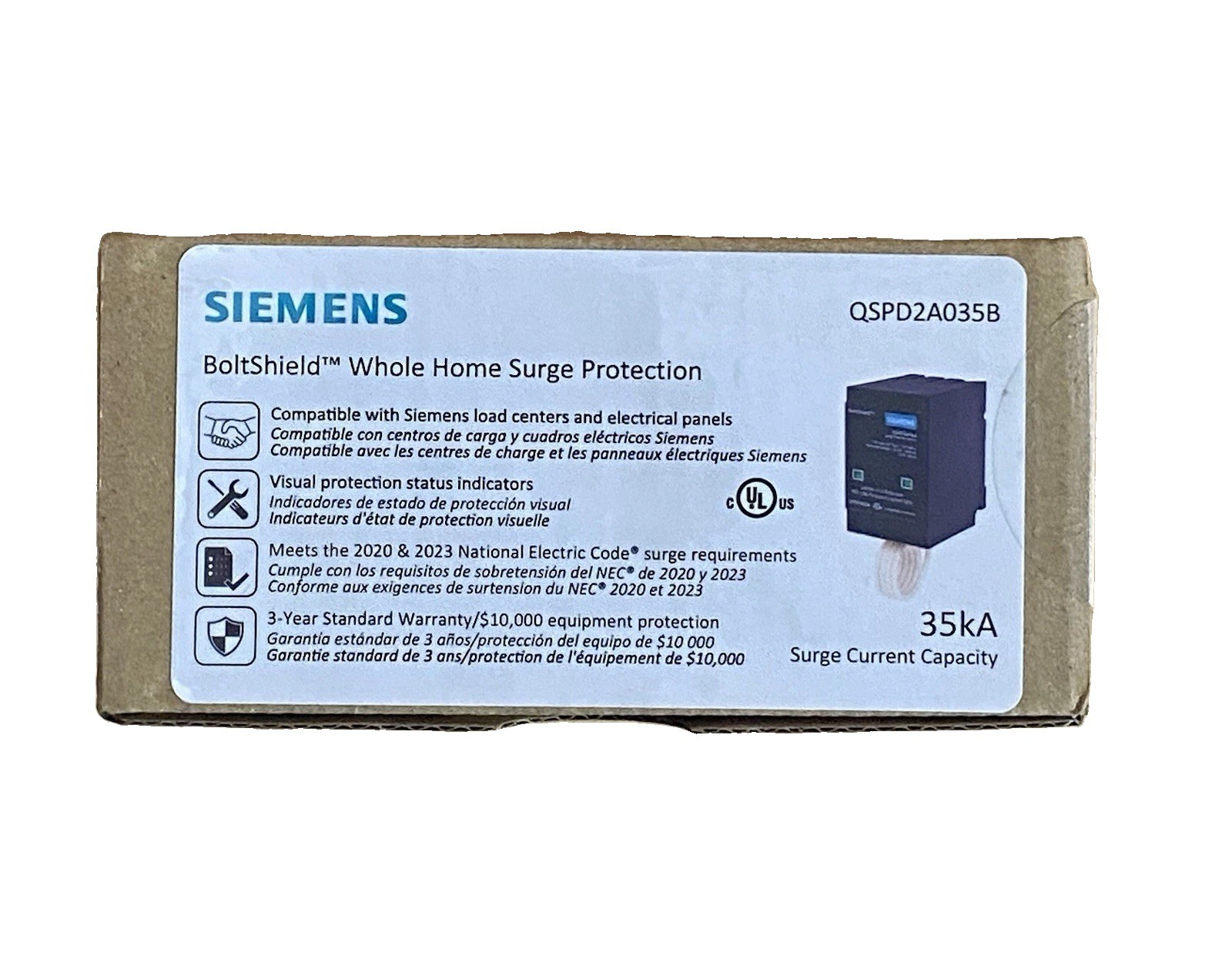 Siemens Boltshield 2-Pole Plug-in Surge Protection Device (QSPD2A035B)