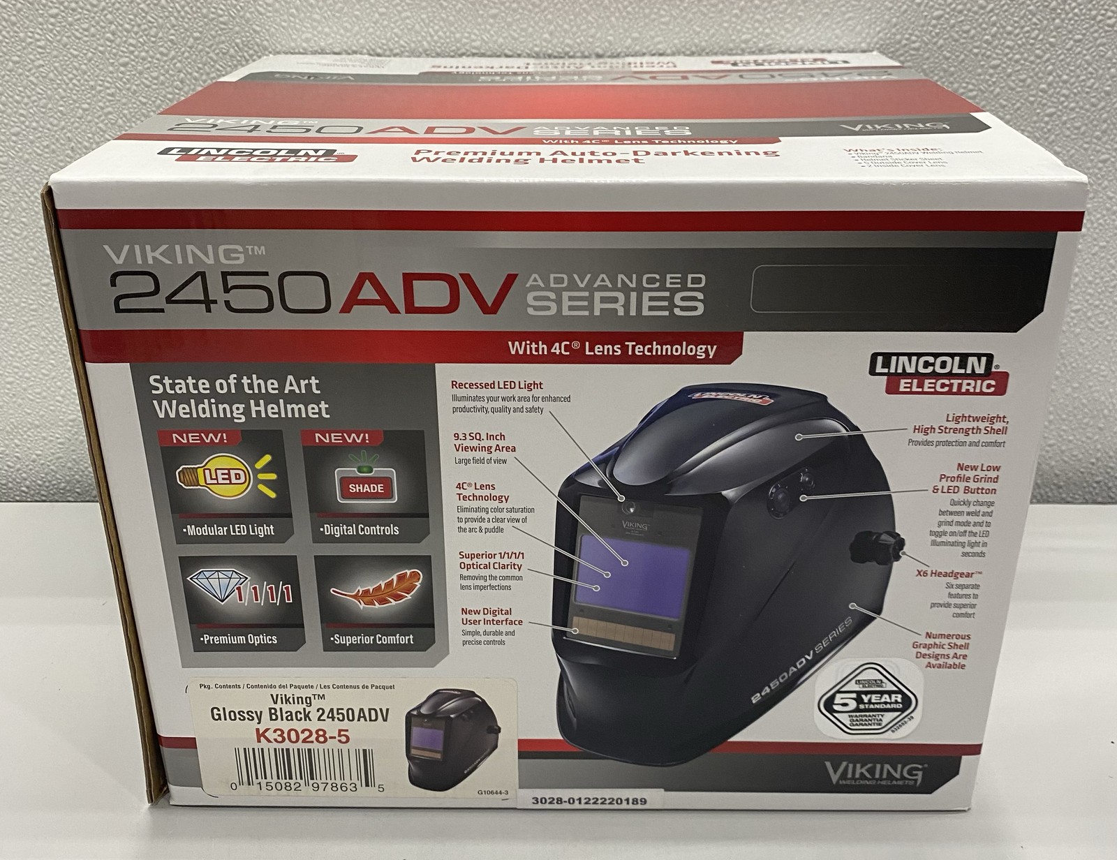 Lincoln Electric Viking 2450 ADV Series Black Welding Helmet With LED – K3028-5