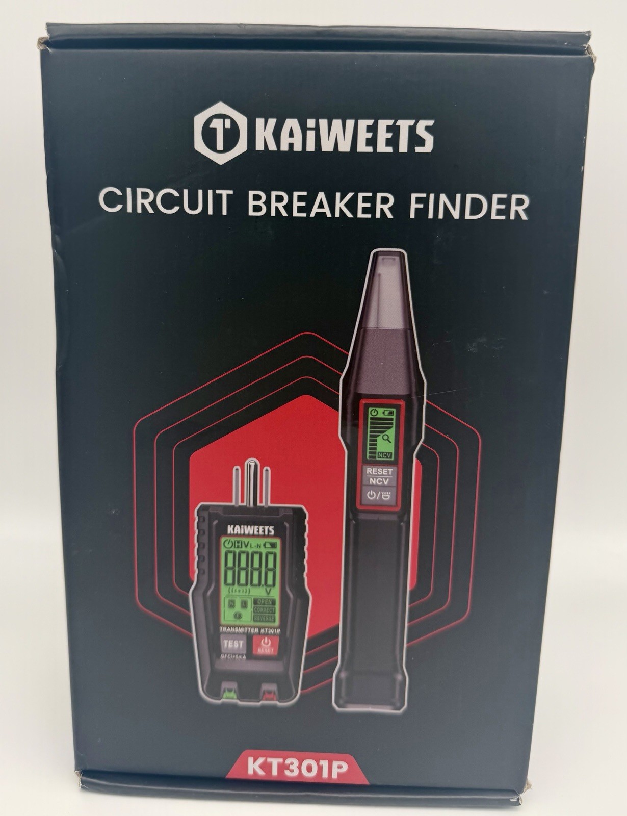 KAIWEETS Circuit Breaker Finder LCD Display Outlet Tester Black Case KT301P