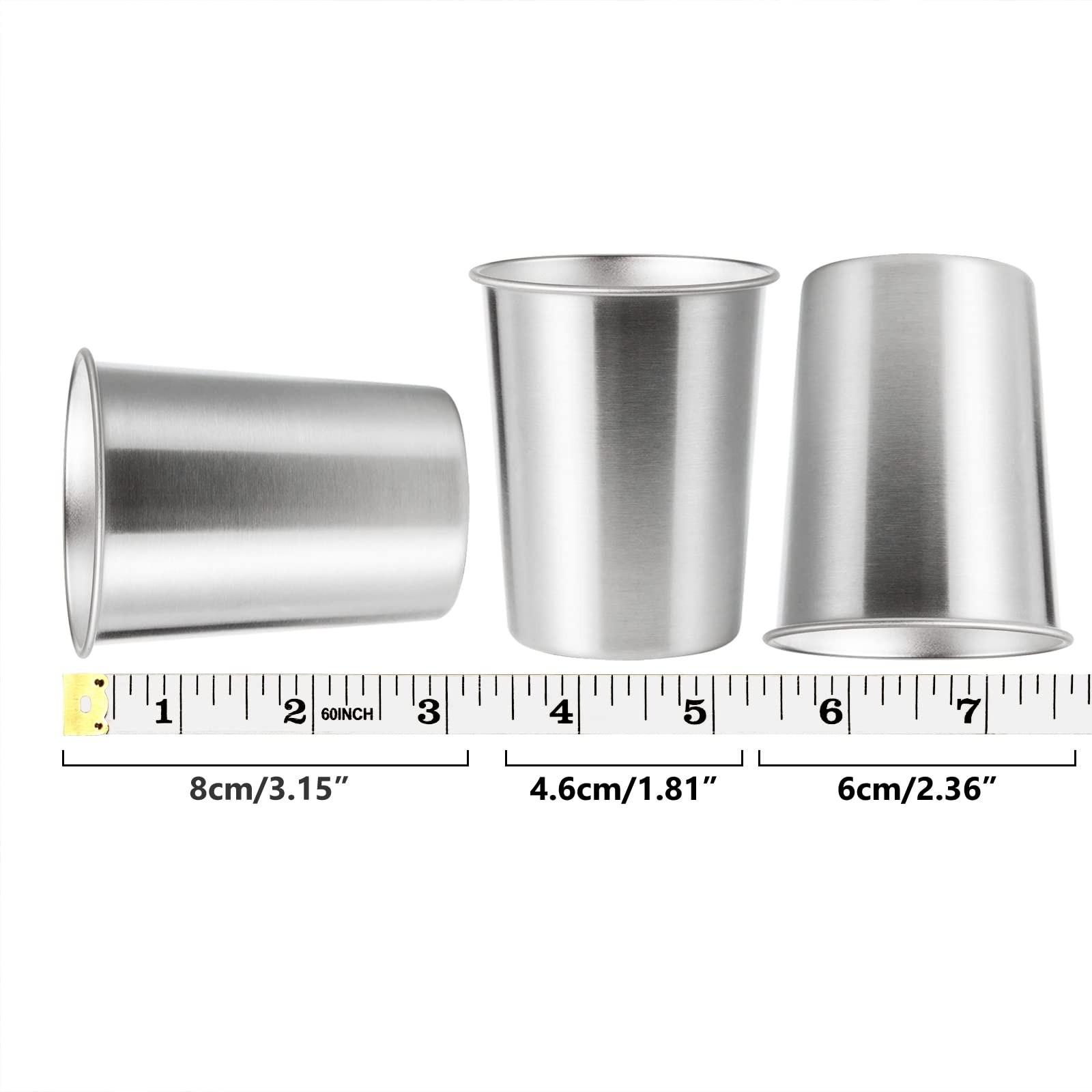 4Pack 6oz Small Stainless Steel Cups, BPA Free Healthy Pint Drinking Cups Met…