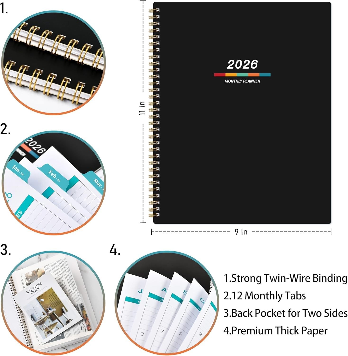 2026 Planner, Weekly and Monthly Calendar Planner, January 2026 – December 2026