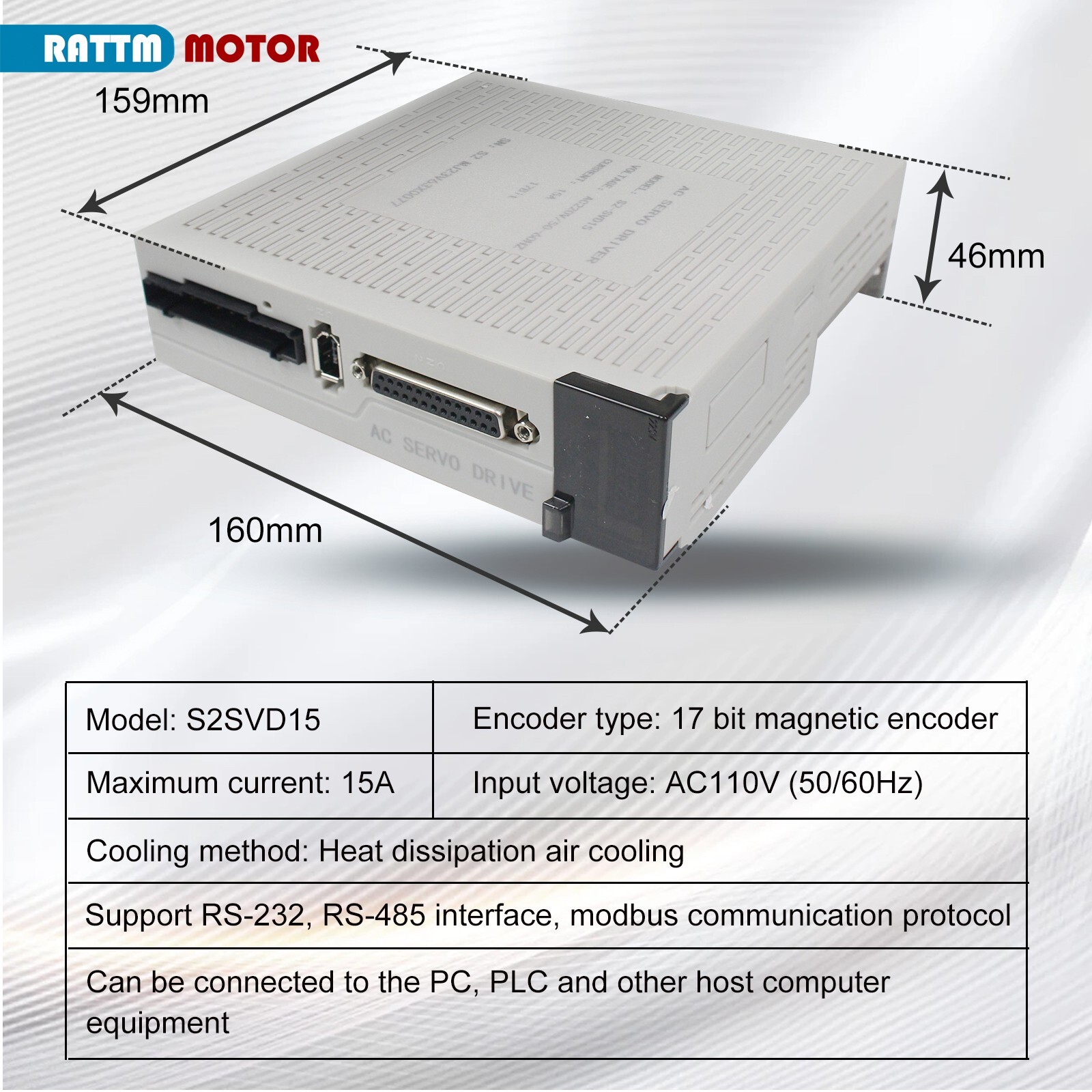 US SHIP】Servo Motor Kit 750W 110V Servo Motor without Brake+Driver Controller