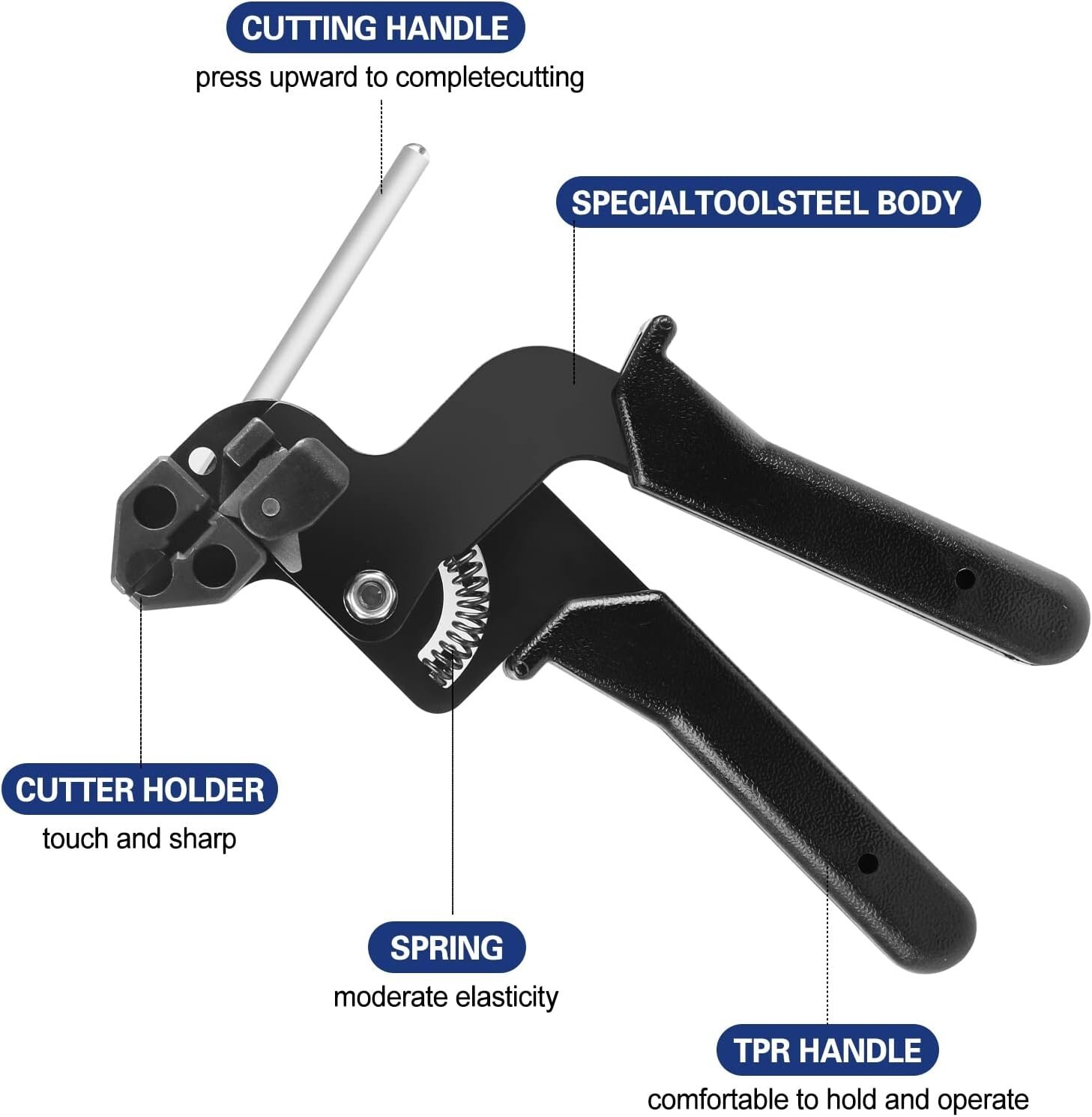 Cable Tie Tool Gun Kit Stainless Steel with 200 pcs Metal Zip Ties #E