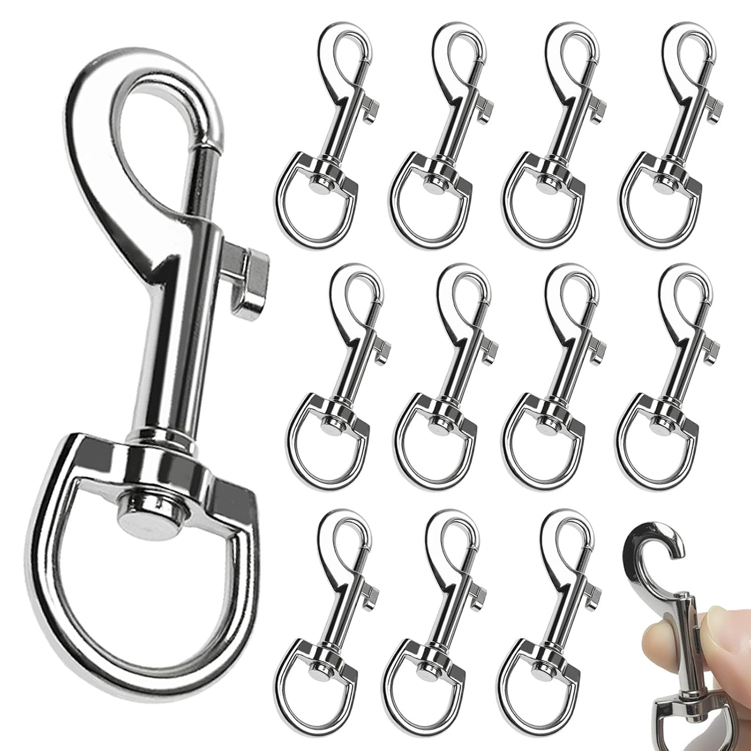12 Pcs Zinc Alloy Swivel Eye Bolt Snap Hooks for Leashes and Flags