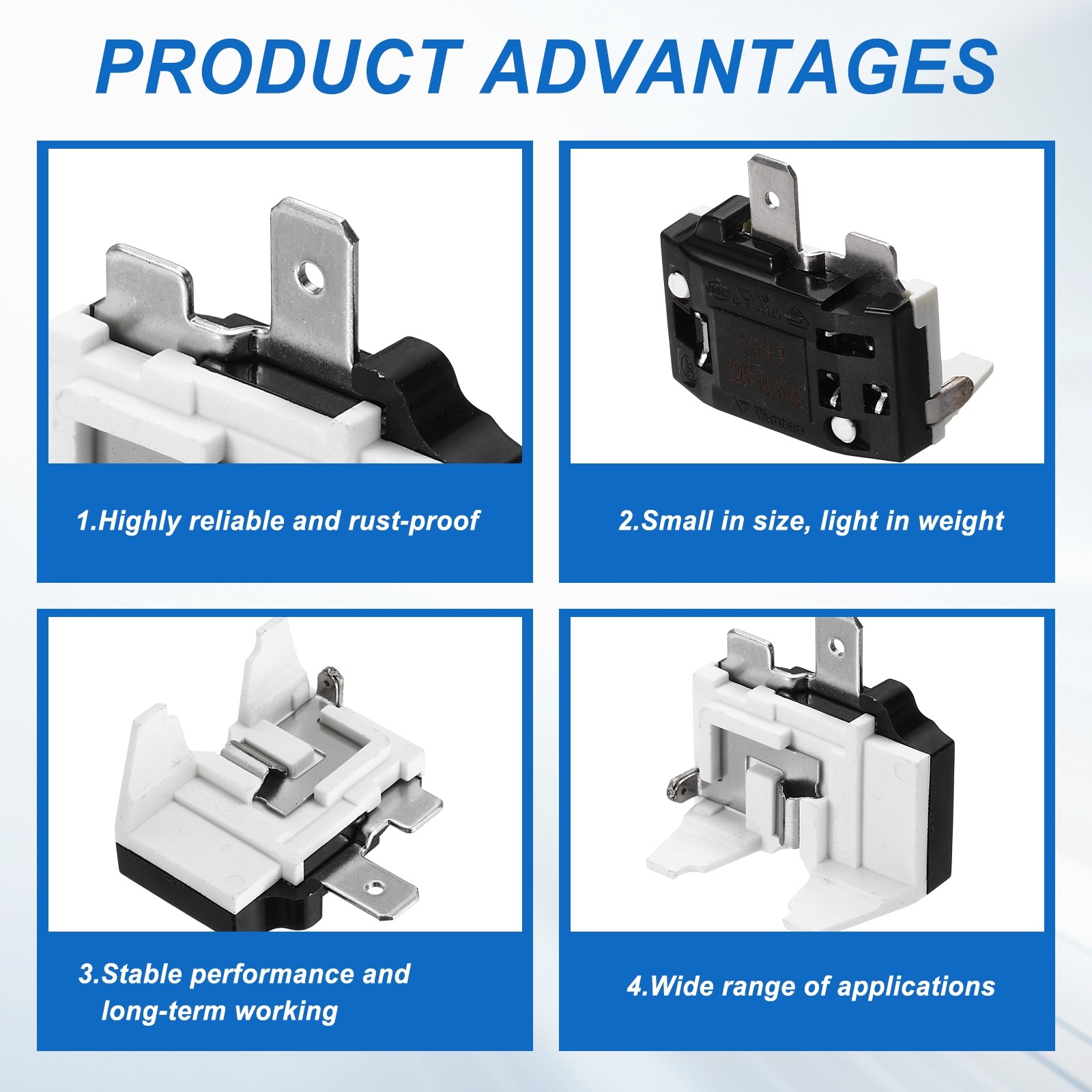 2 Sets PTC Refrigerator Starter Relay 15 Ohm 2Pin and 1/6HP Overload Protector