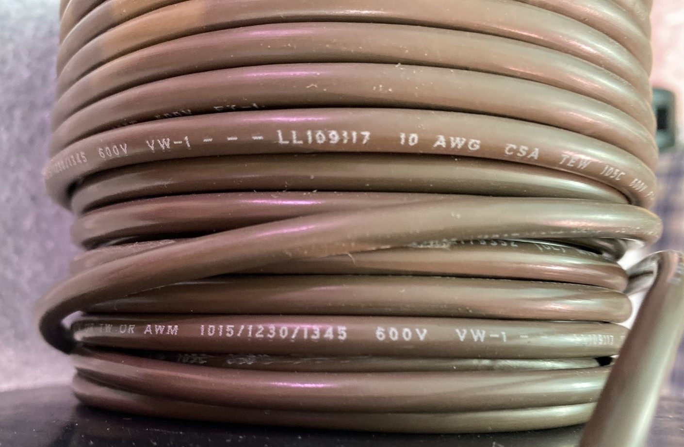 10AWG 600V MACHINE TOOL WIRE HB-886564 BROWN 100FT OIL/MOISTURE RESISTANT