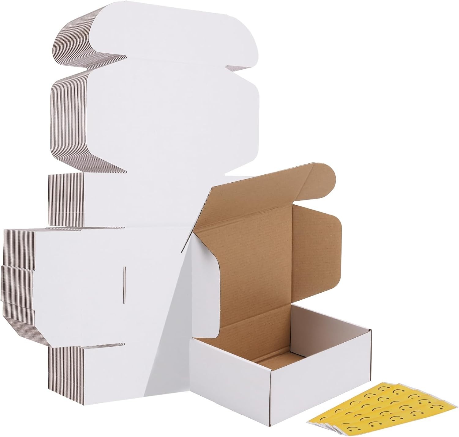 Set of 25 White 8x6x3 Inches Corrugated Shipping Boxes – Eco-Friendly Solution