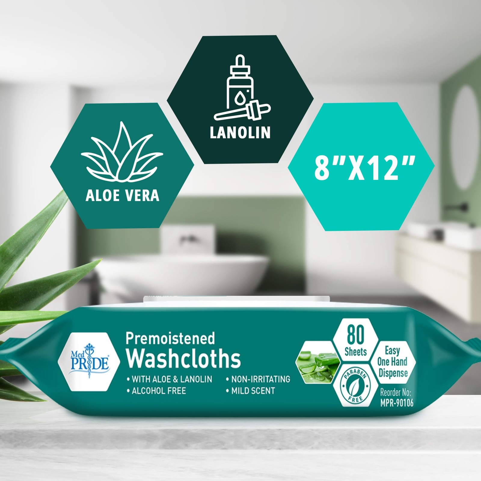 MED PRIDE Disposable XL Premoistened Washcloths 8” x 12” 80 Count (Pack of 1)