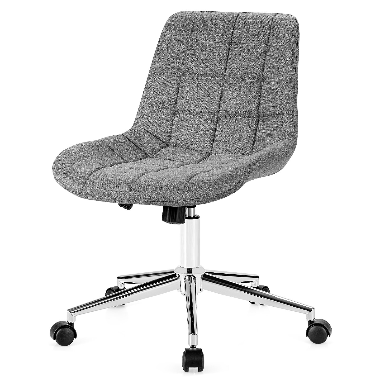 Costway Armless Office Chair Mid-Back Height Adjustable Fabric Task Swivel Chair