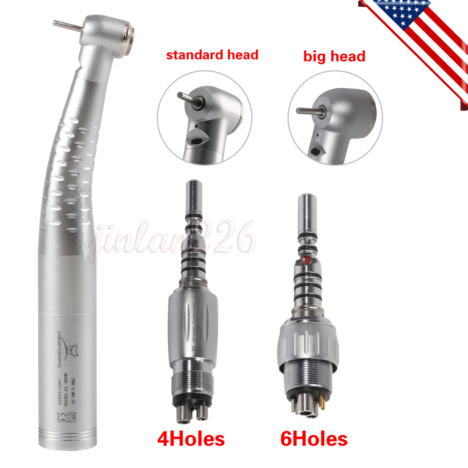 Dental Fiber Optic LED Handpiece High Speed Fit Quick Coupler 4Hole/6Hole Swivel