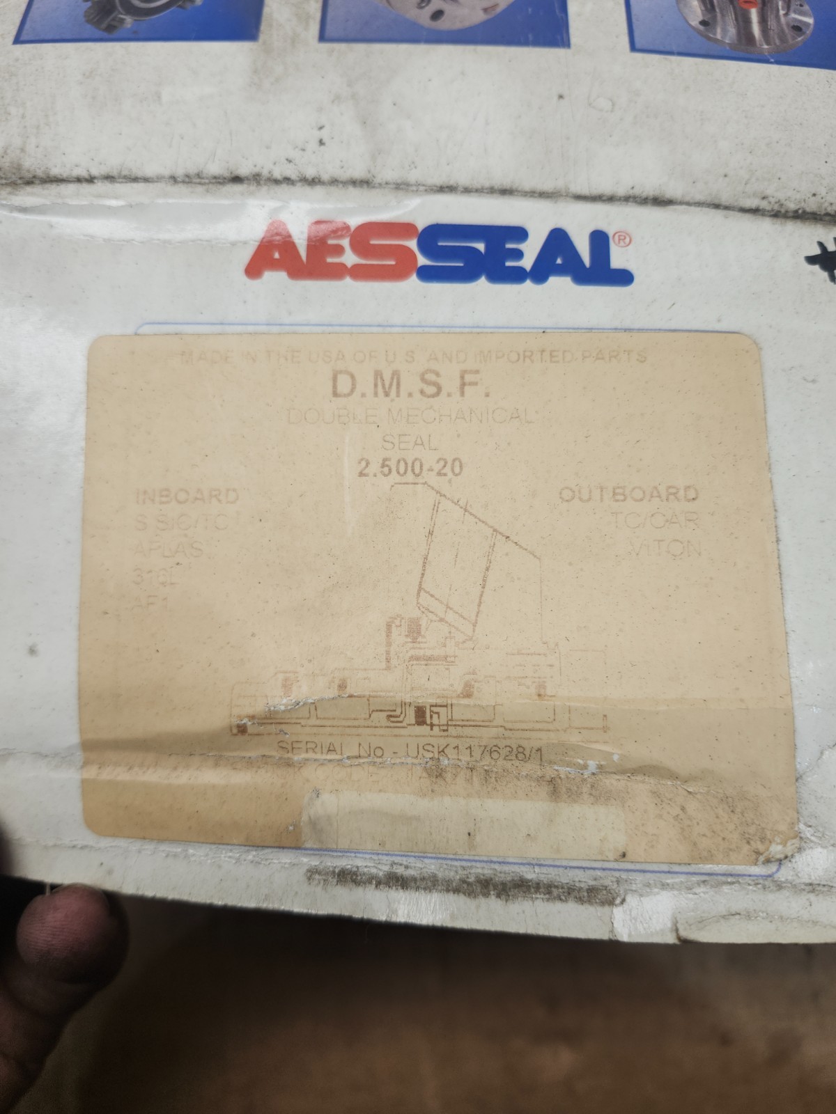 NEW IN BOX AESSEAL DOUBLE MECHANICAL SEAL 2.500-20 1AKZTTC20V01
