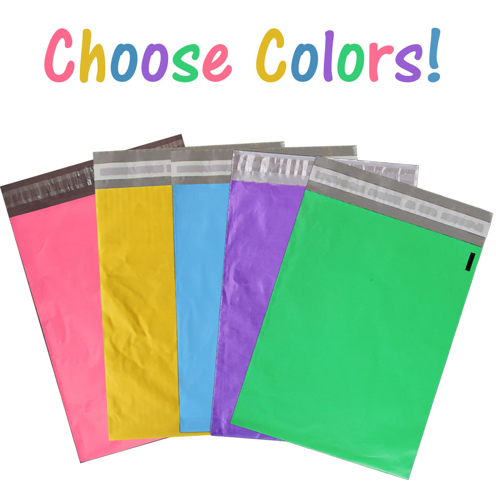 10×13″ Pink Teal Purple Blue Yellow Green Poly Mailers Flat Shipping Bags Combo