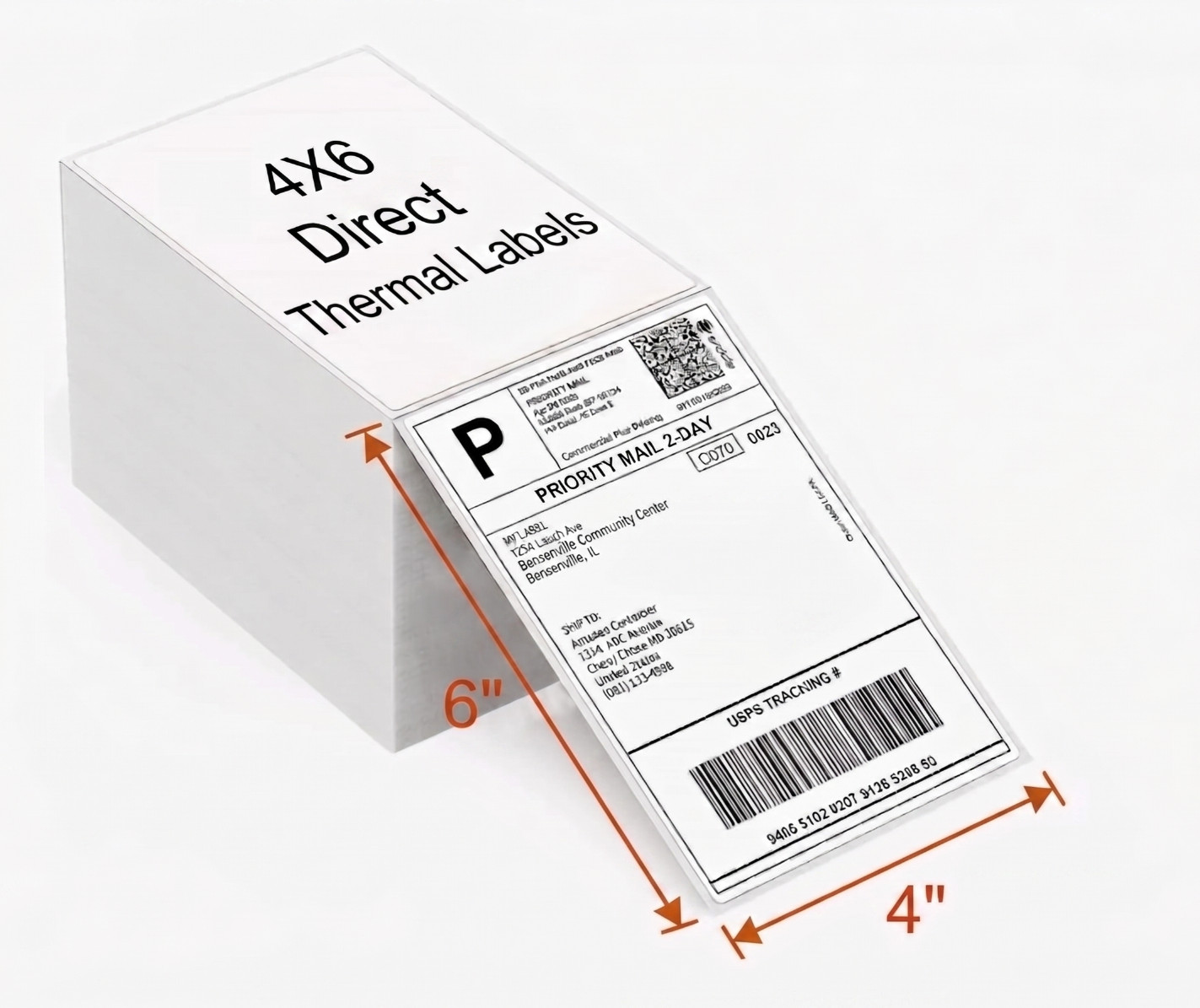 4 x 6 Fanfold Direct Thermal Shipping Labels – 1000 Labels | Fanfold Stack