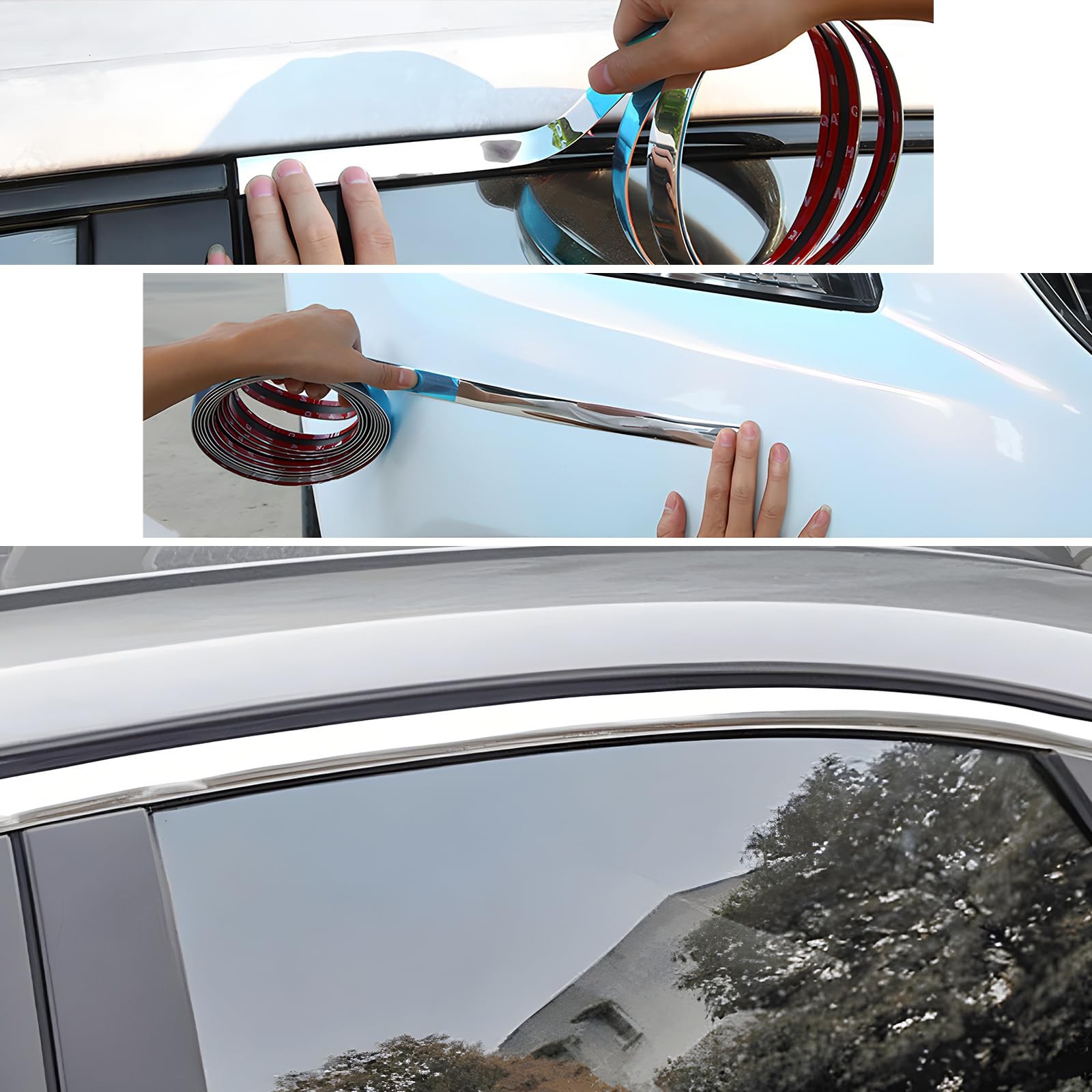 JNXIJ 26FT Automotive Chrome Trim Molding, 1/2″ (12mm) Wide Car Body Side Dec…
