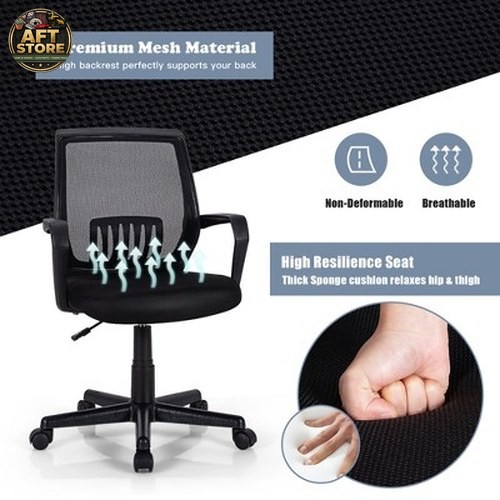Costway Adjustable Mesh Office Chair with Lumbar Support – Black
