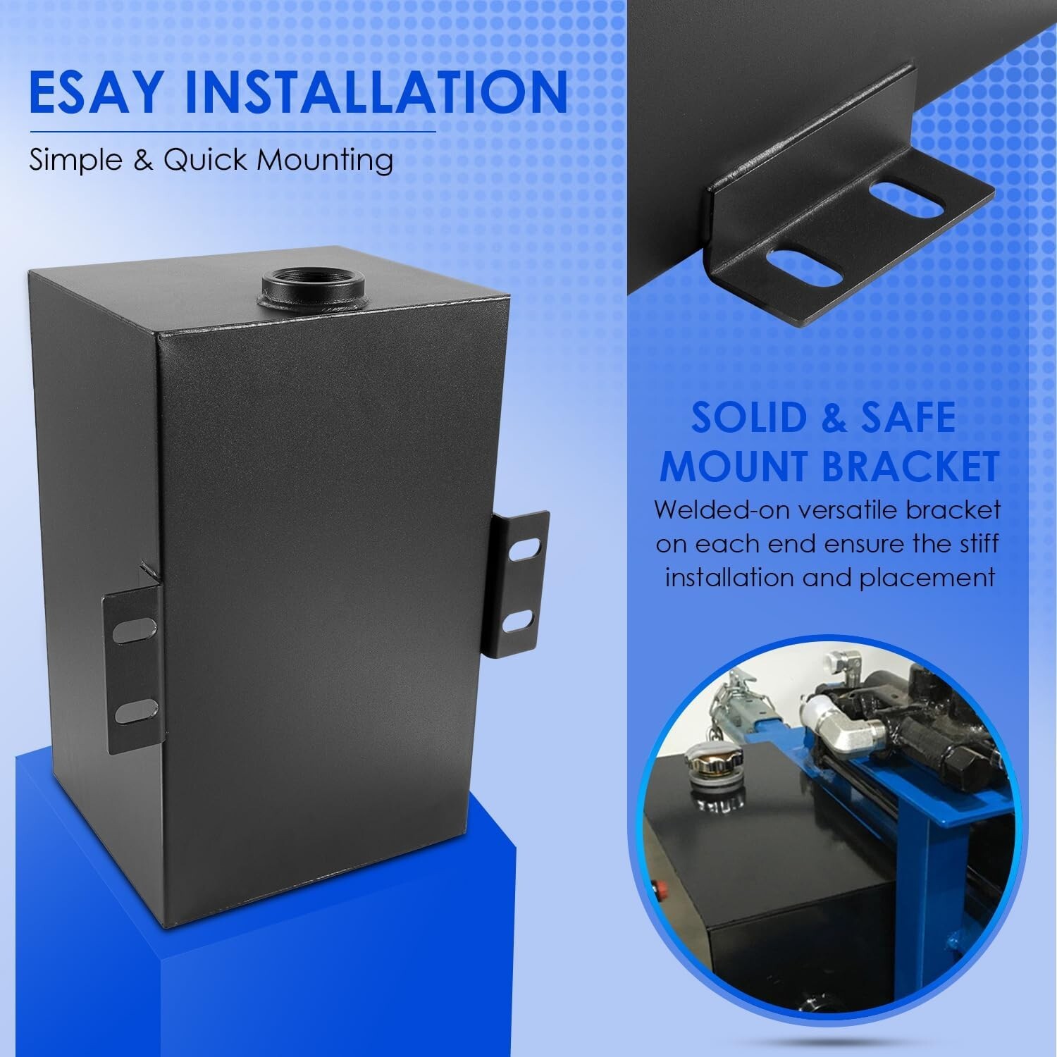 5 Gallon Hydraulic Fluid Reservoir Tank, Inlet 1-1/2″ & Outlet 3/4″ FNPT Port