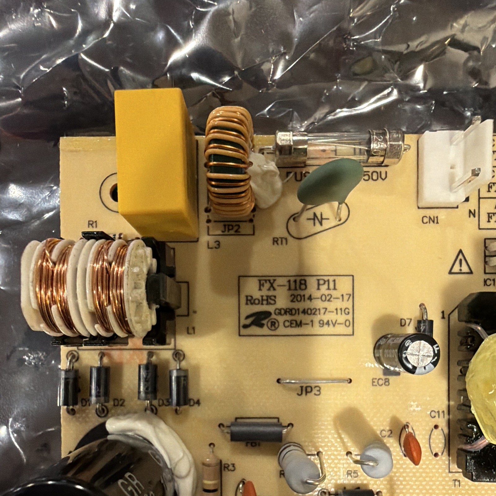 FX-118 P11 Power Supply PCB Board 19.5V AC 100-120V Wine Cooler control board