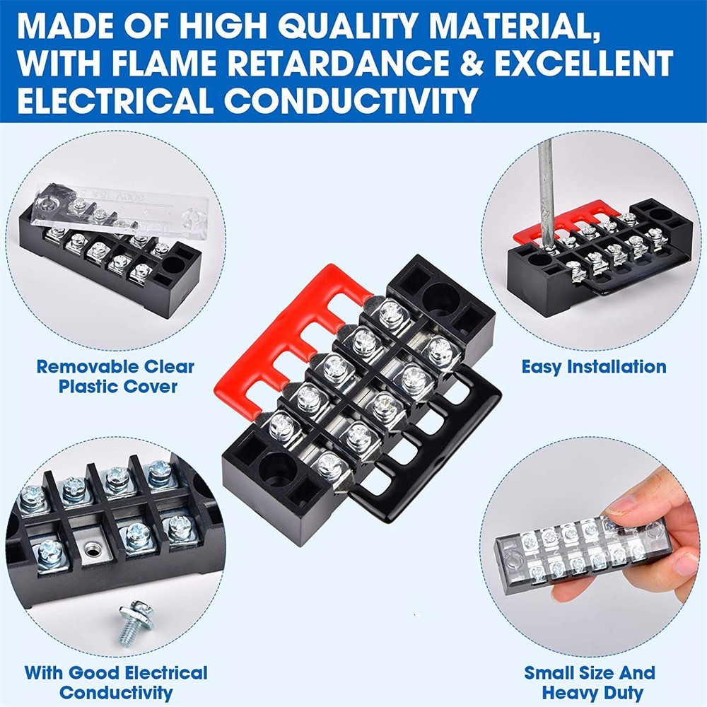 1 5 Set Dual Row 3-12 Positions Screw 600V 15A Barrier Strip Terminal Block