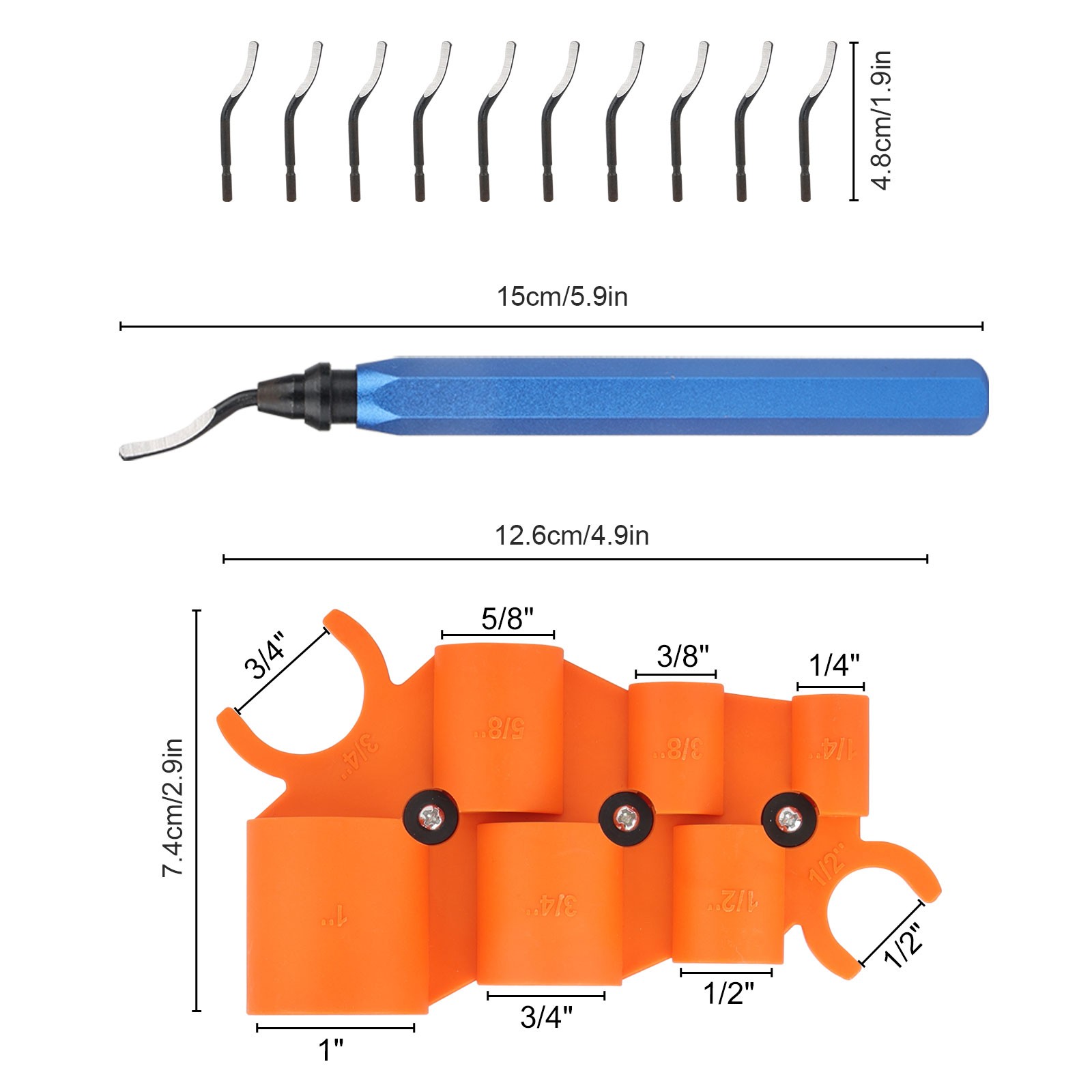 12Pcs 1/4-1″ Depth Gauge and Pipe Deburring Tool for PEX Copper PVC CPVC Pipes