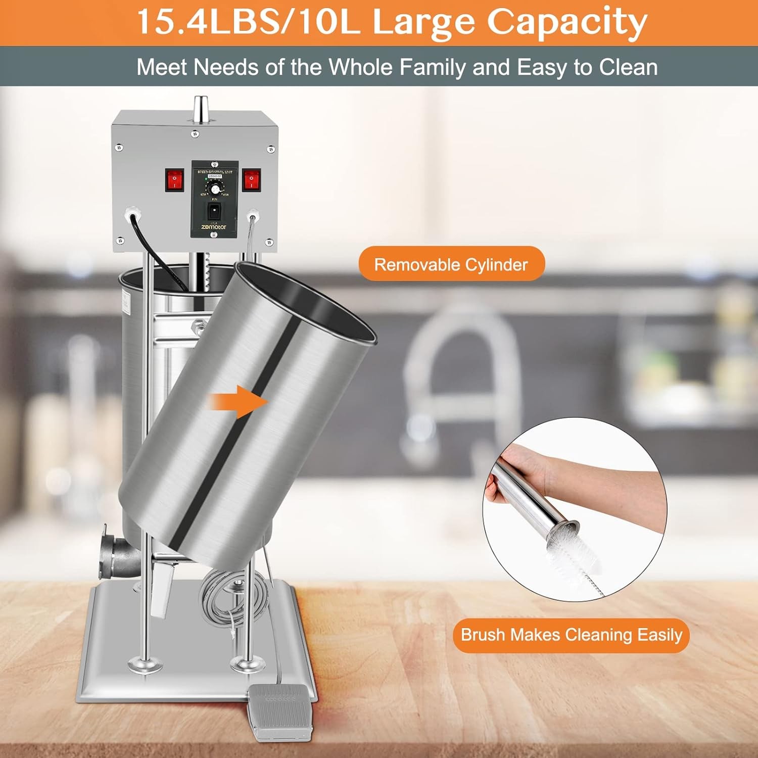 Vertical Electric Adjustable Speed Sausage Filler Stuffer, 15.4LBS/10L Capacity