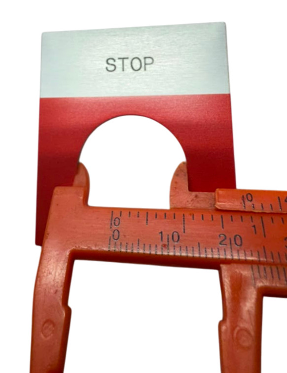 Eaton E22NL34 Red Stop Legend Plate, 22.5mm Hole, NL37R **Free Shipping**