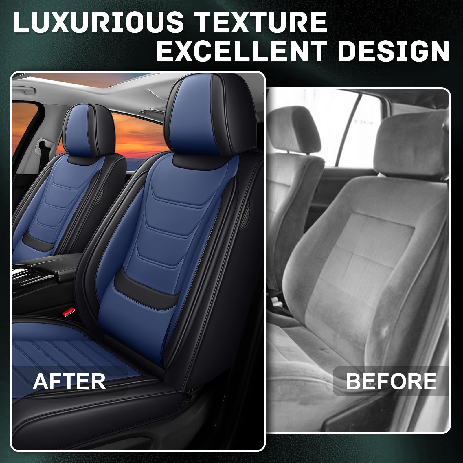 Corolla Cross 2022-2026 Seat Covers Front Set Blue Black Waterproof