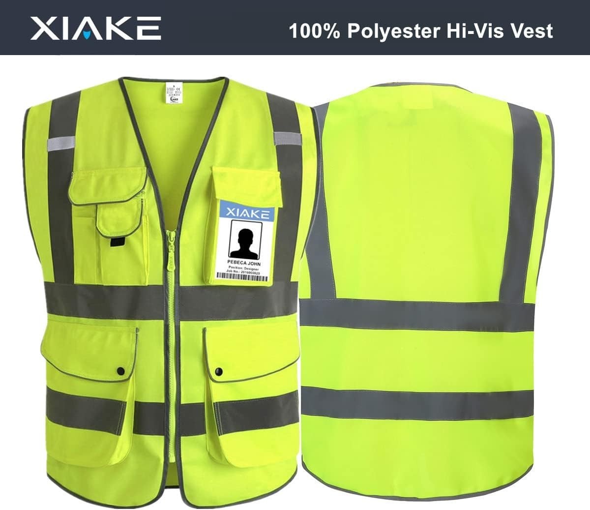 9 Pocket High Visibility Reflective Safety Vest – ANSI Class 2 for Men & Women