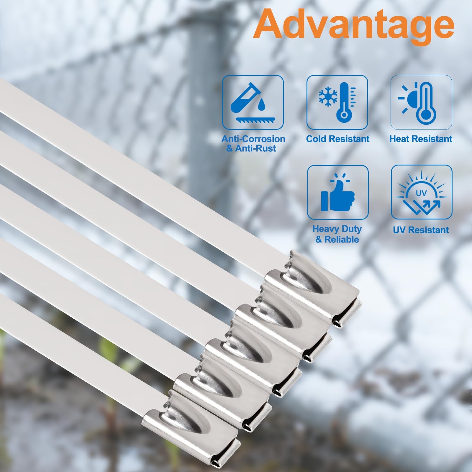 110PCS Metal Zip Ties, 11.8IN +7.8IN Stainless Steel Ties Heavy Silver