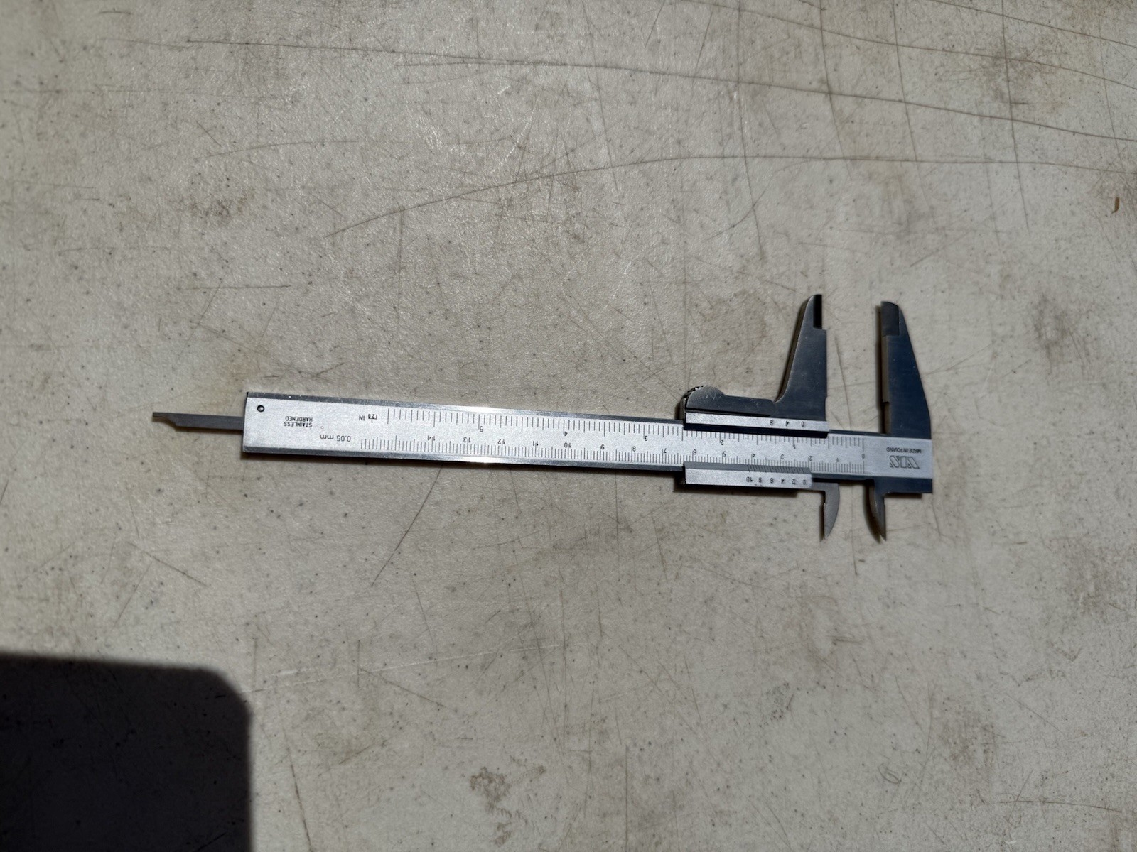 Vintage VIS Vernier Caliper Measure Gauge Tool Hardened Stainless Poland W/Case